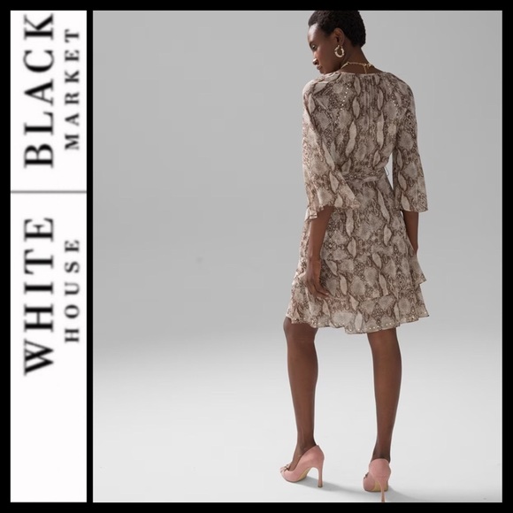 NWT WHBM Studded Python Ruffle Dress - Picture 5 of 12